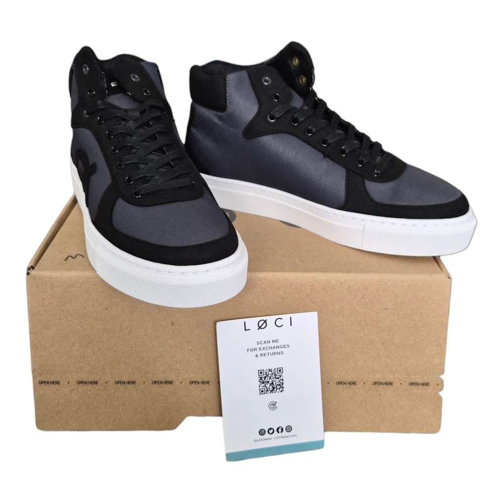 LØCI Eleven High Top Sneakers EU 39/8us Grey Black Vegan Sustainable‎ New In Box